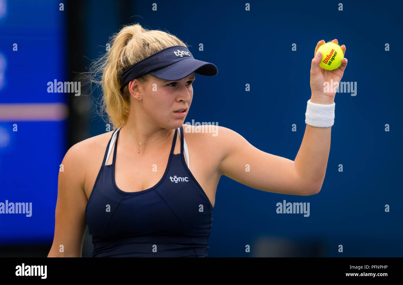 Jana Fett of Croatia in action during the first qualifications round at the  2018 US Open Grand Slam tennis tournament. New York, USA. August 22th 2018.  22nd Aug, 2018. Credit: AFP7/ZUMA Wire/Alamy