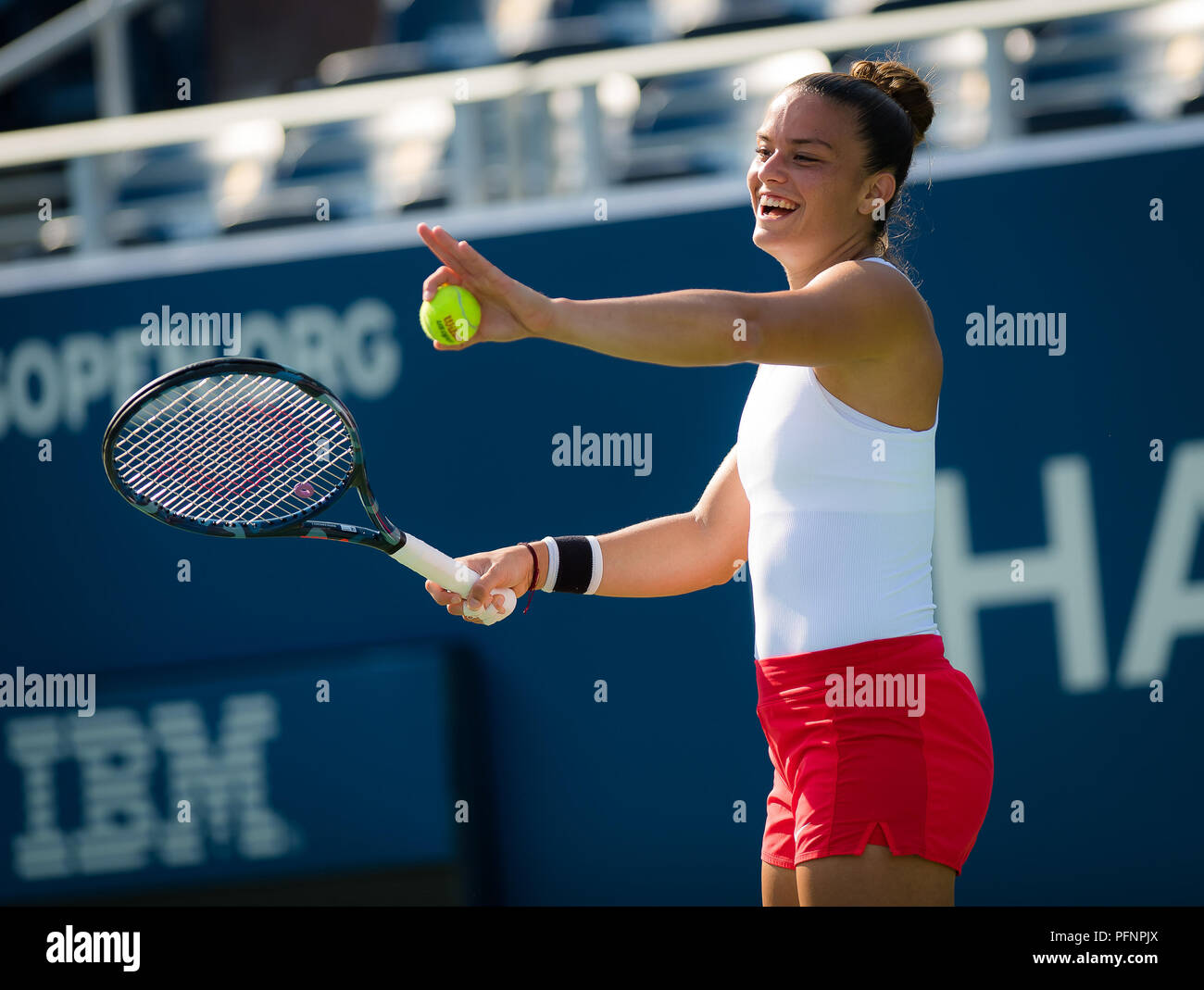 Maria Sakkari of Greece during practice at the 2018 US Open Grand Slam tennis tournament. New York, USA. August 22th 2018