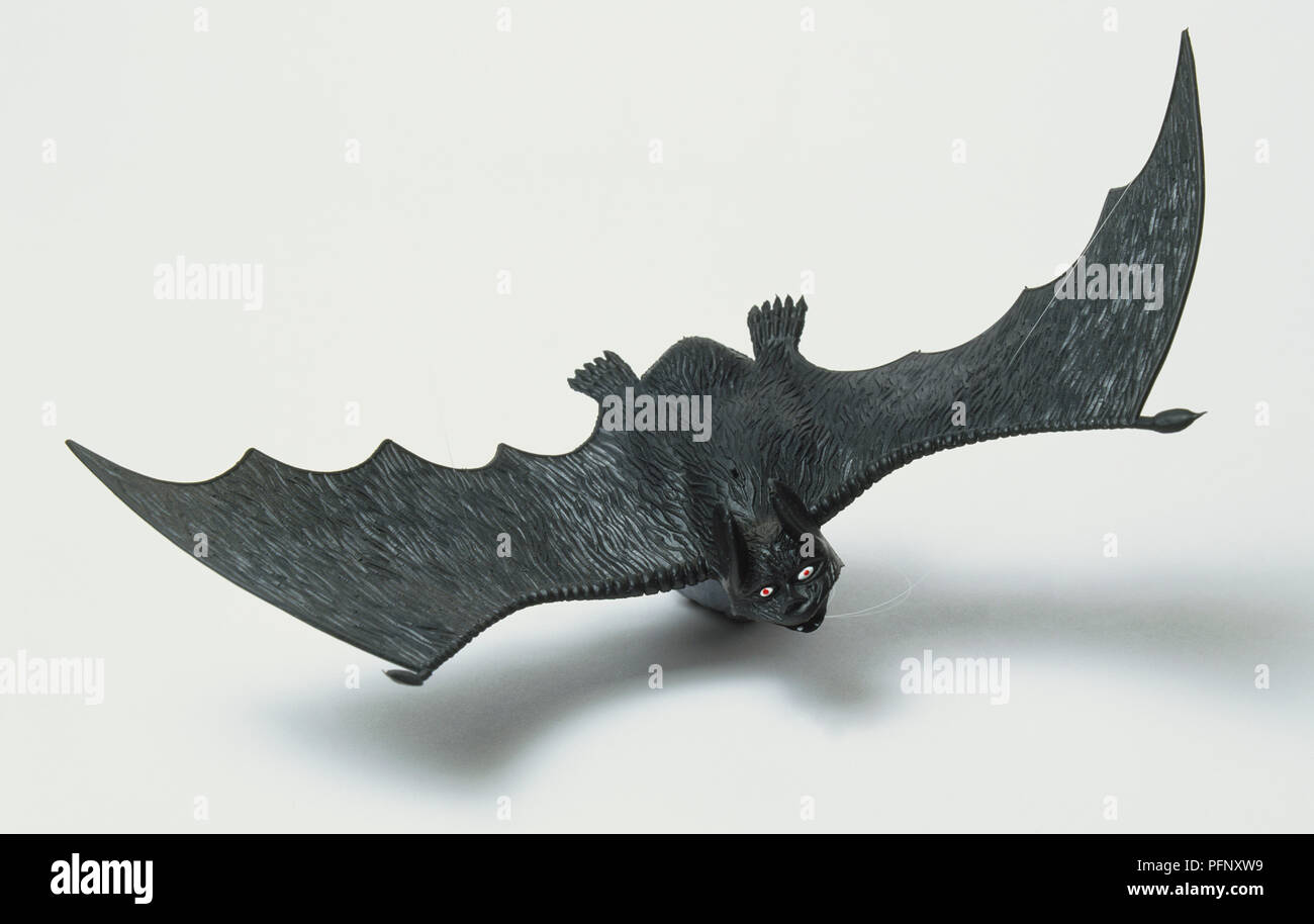Black plastic toy bat, close up Stock Photo Alamy