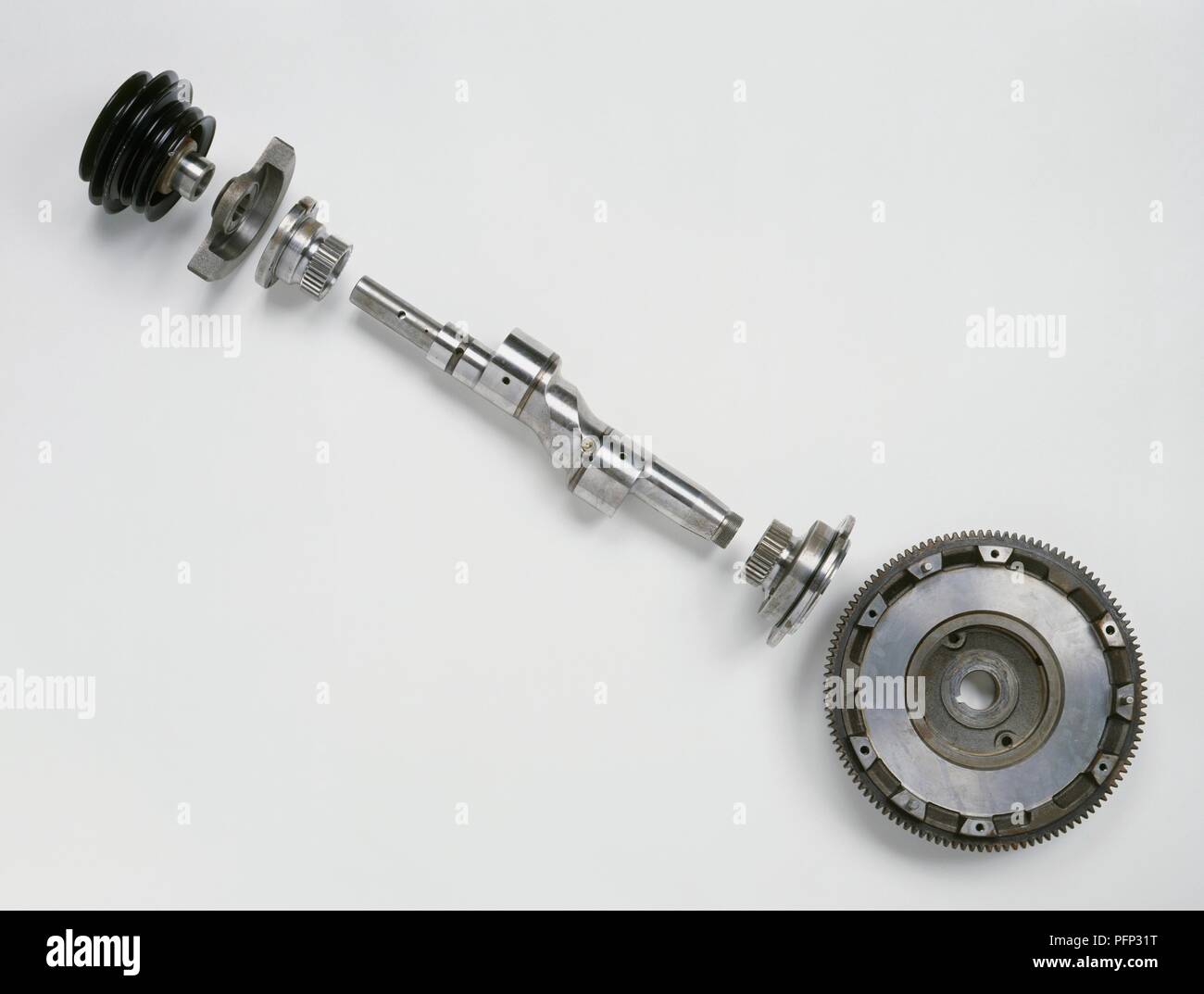 Expanded view of output shaft of diesel car engine Stock Photo Alamy