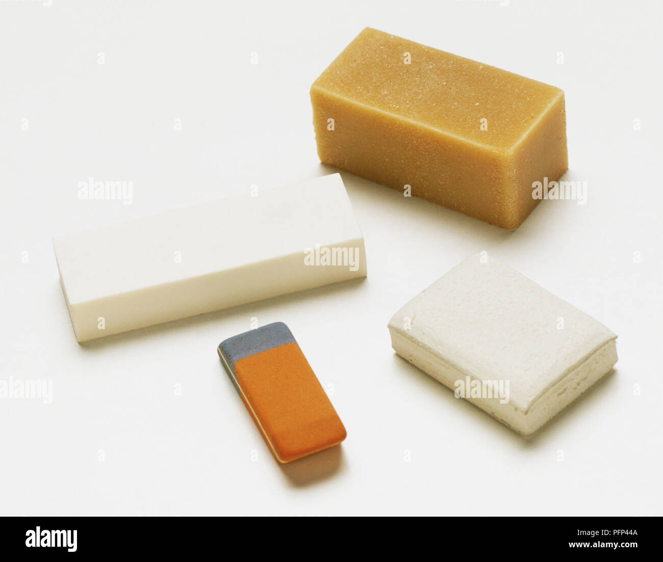 Selection of rubbers, including gum rubber, putty rubber, standard