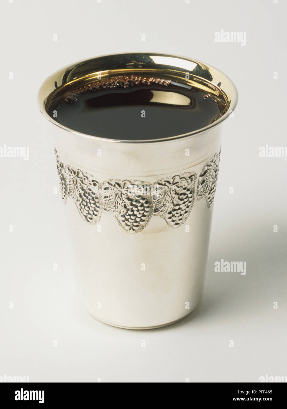 A Jewish Kiddush cup. Stock Photo