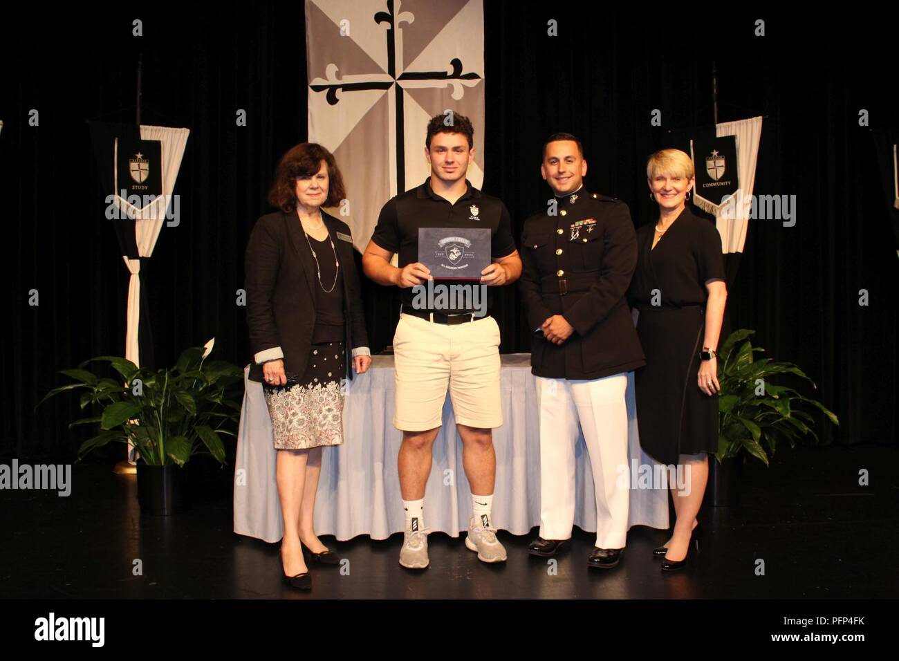 Bruno Forestieri, of St Pius X High School, Houston, Texas, was selected to participate in the 2018 Battles Won Academy in Washington D.C. Forestieri was selected not only for his athletic performance but for outstanding character, academic excellence, and community leadership that reflects the Marine Corps’ values of honor, courage, and commitment. Stock Photo