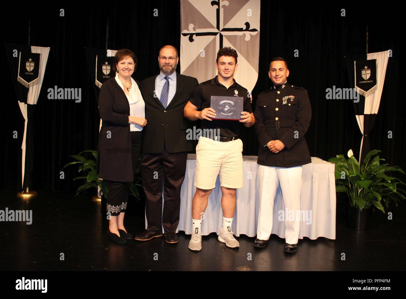 Bruno Forestieri, of St Pius X High School, Houston, Texas, was selected to participate in the 2018 Battles Won Academy in Washington D.C. Forestieri was selected not only for his athletic performance but for outstanding character, academic excellence, and community leadership that reflects the Marine Corps’ values of honor, courage, and commitment. Stock Photo