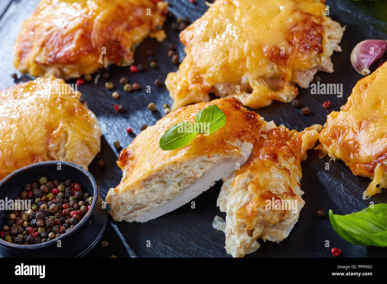 Pork Chops Topped with finely chopped Onions, Mayo and melted Cheese on ...