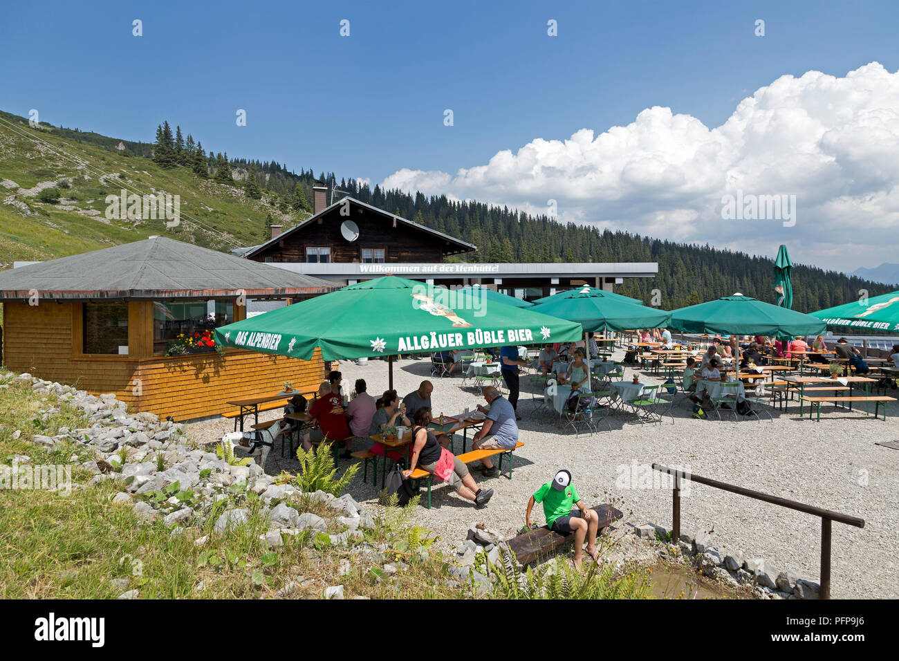 Restaurant Ifenhuette, Hoher Ifen near Hirschegg, little Walser valley, Austria Stock Photo