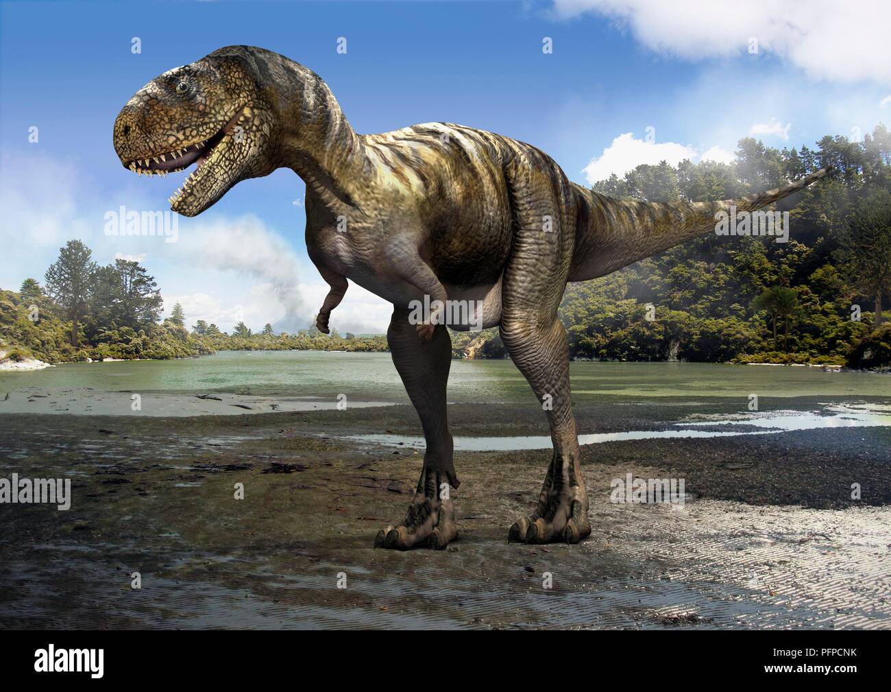 Aucasaurus in prehistoric landscape Stock Photo