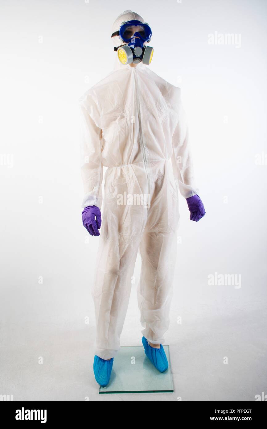 Man wearing hazmat suit Stock Photo Alamy