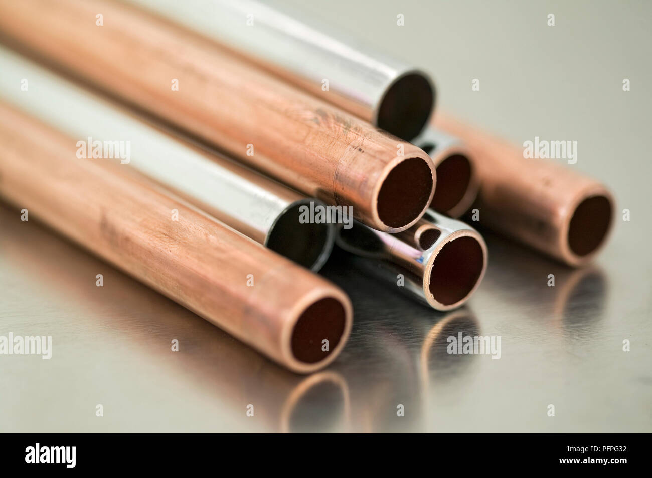 Copper and metal piping Stock Photo Alamy