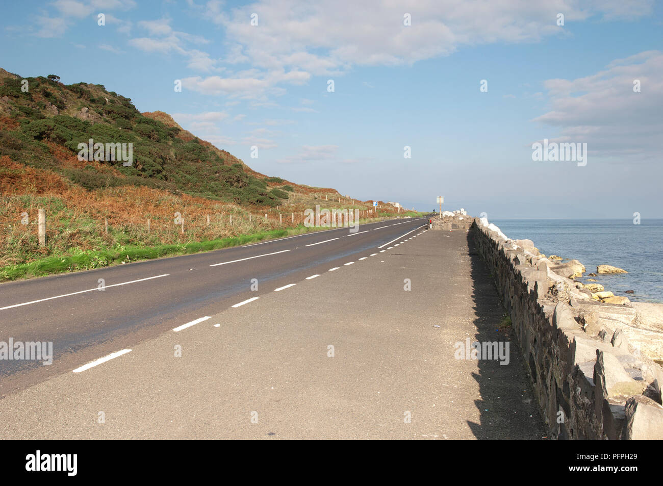 Northern Ireland, County Antrim, coastal road between Ballygalley and Glenarm Stock Photo