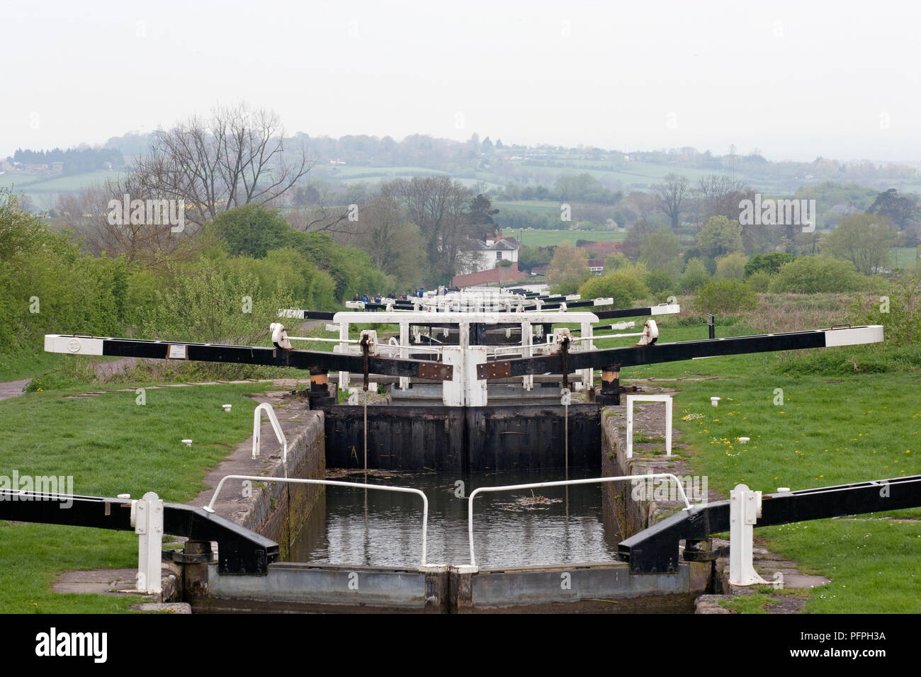 Great Britain, England, Wiltshire, Devizes, Kennet and Avon Canal, Caen Hill Locks Stock Photo