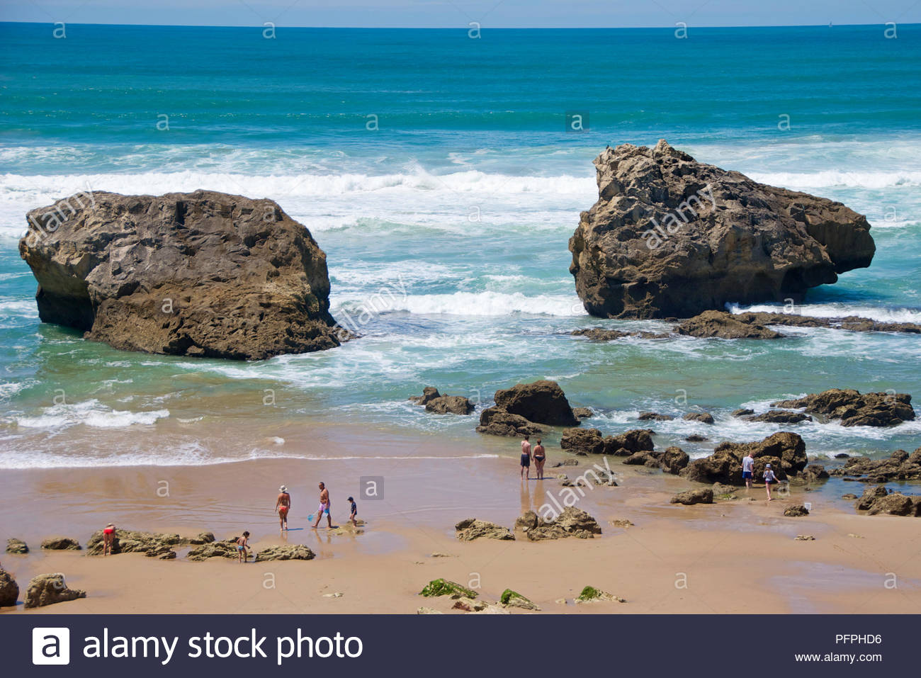 France Biarritz Grande Plage De Biarritz Waves Rocks