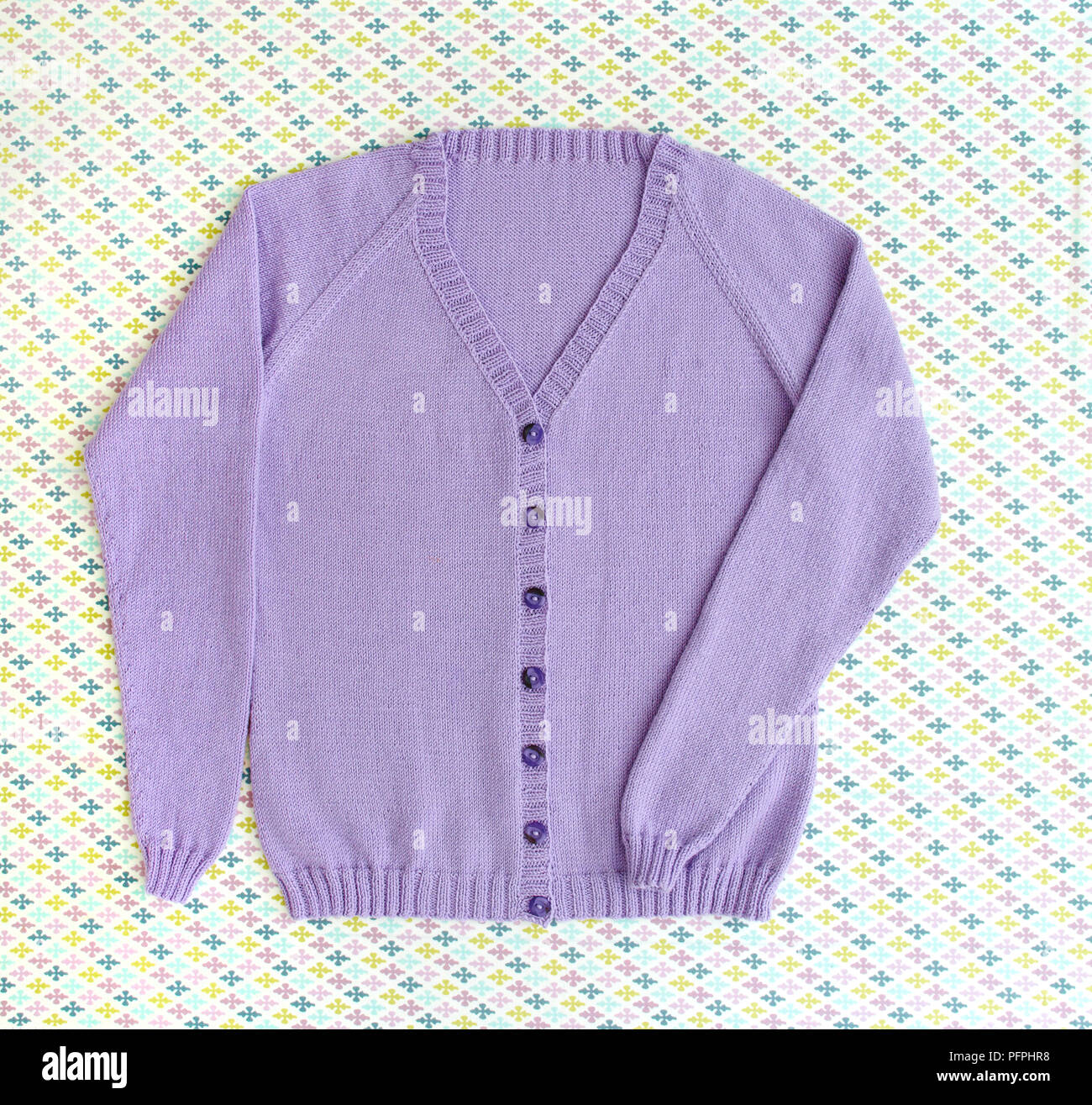 Purple knitted cardigan Stock Photo Alamy