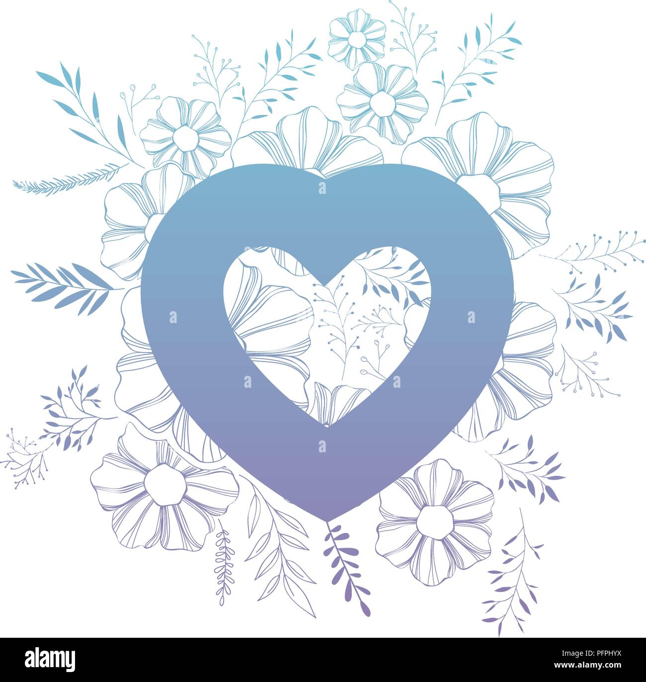 heart love with floral decoration Stock Vector Image & Art - Alamy
