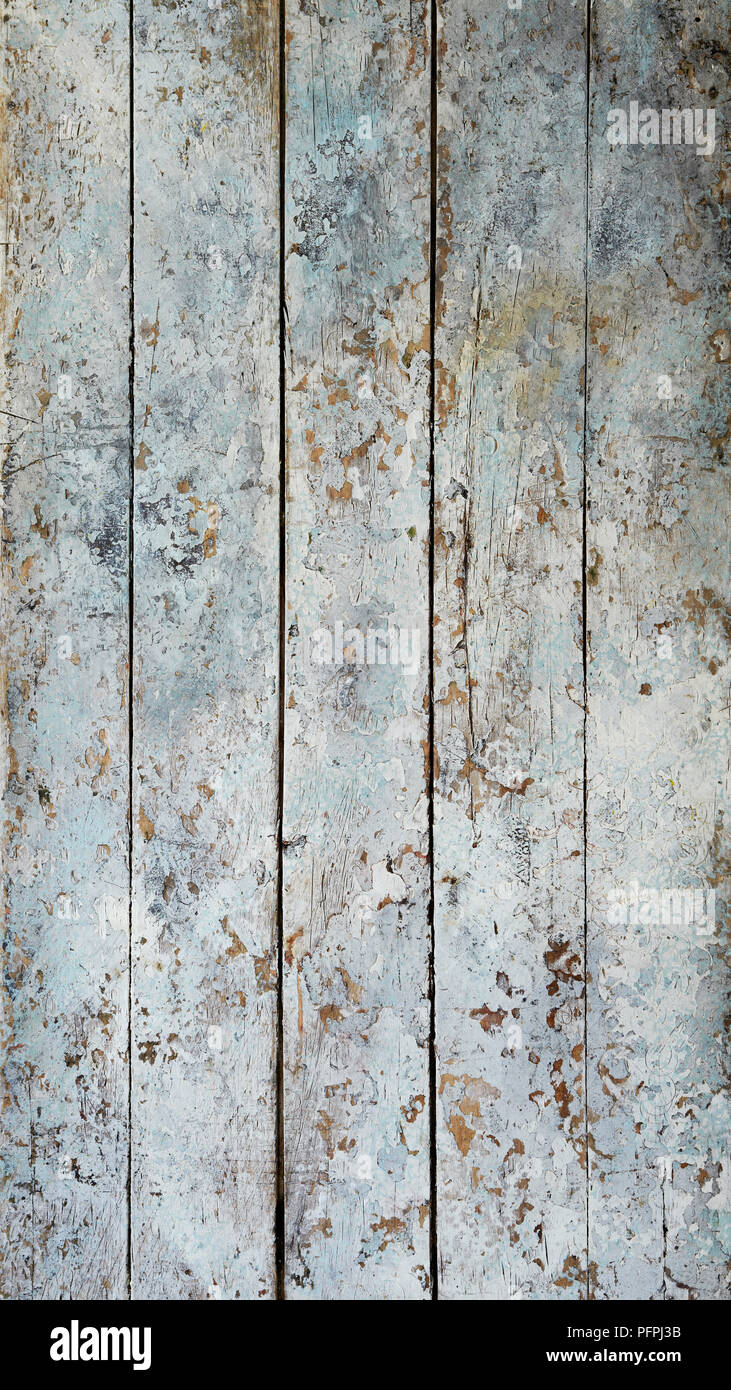 Wooden boards with paint peeling Stock Photo