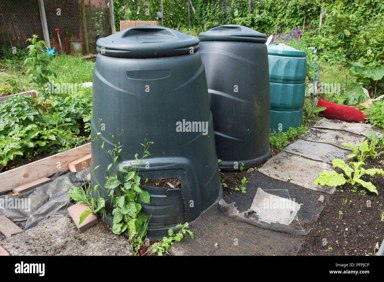 Three Compost Bins In Allotment Stock Photo Alamy Three Compost Bins In Allotment Stock Photo Alamy