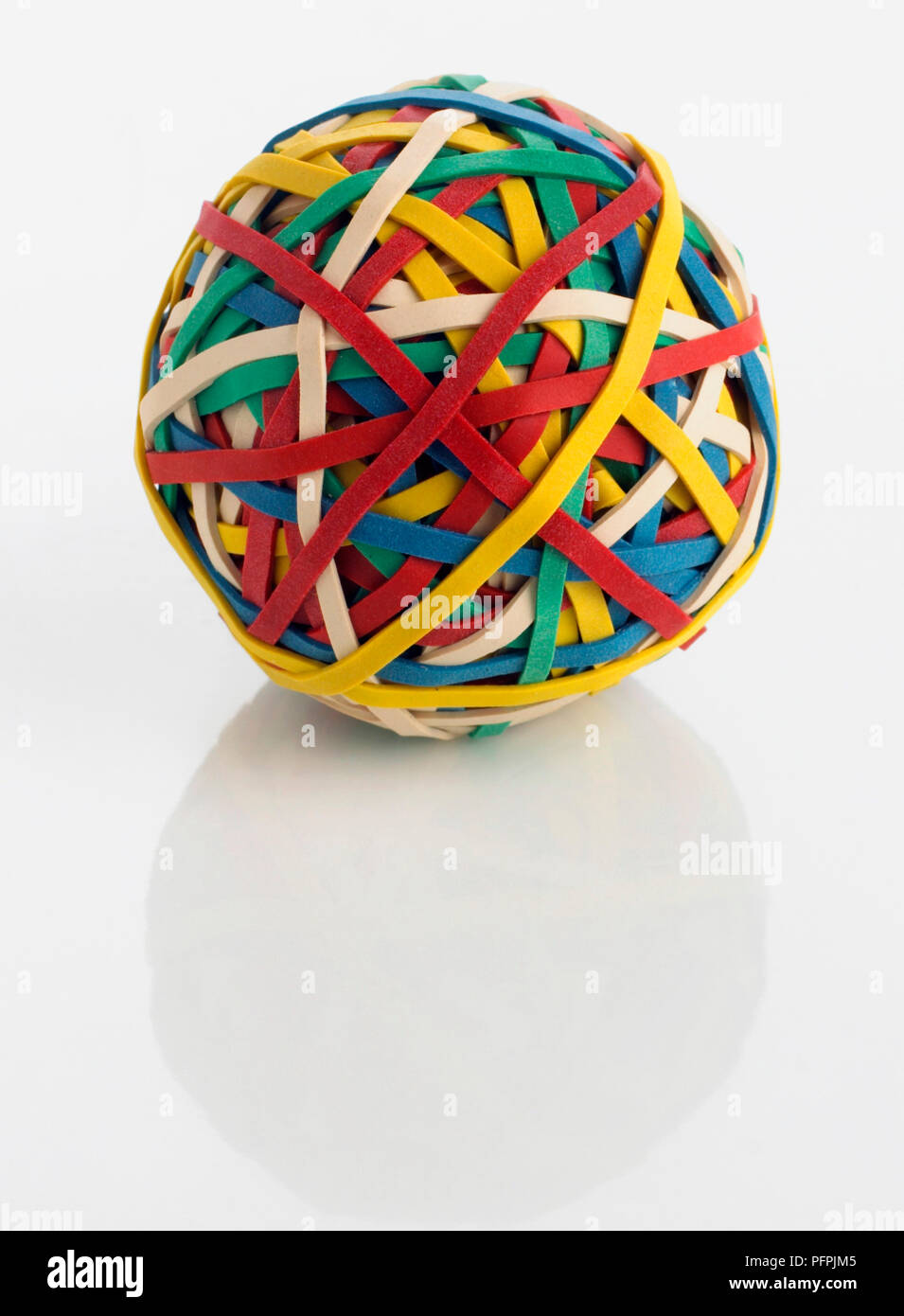 Ball of coloured rubber bands Stock Photo