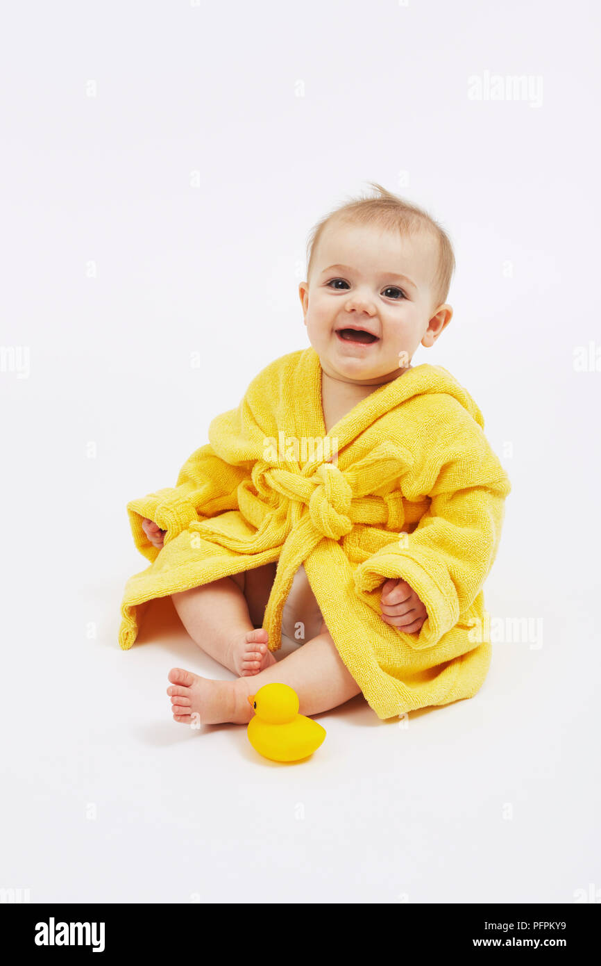 Baby at bathtime (Model age - 8 months) Stock Photo