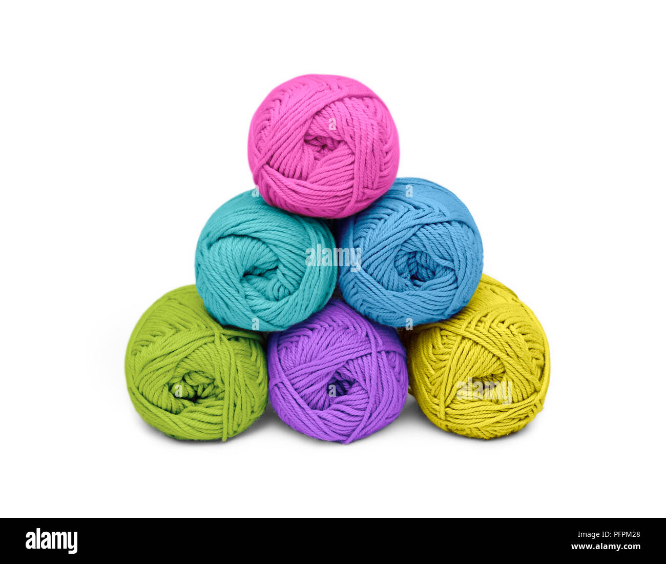 Balls of wool, bright colours Stock Photo
