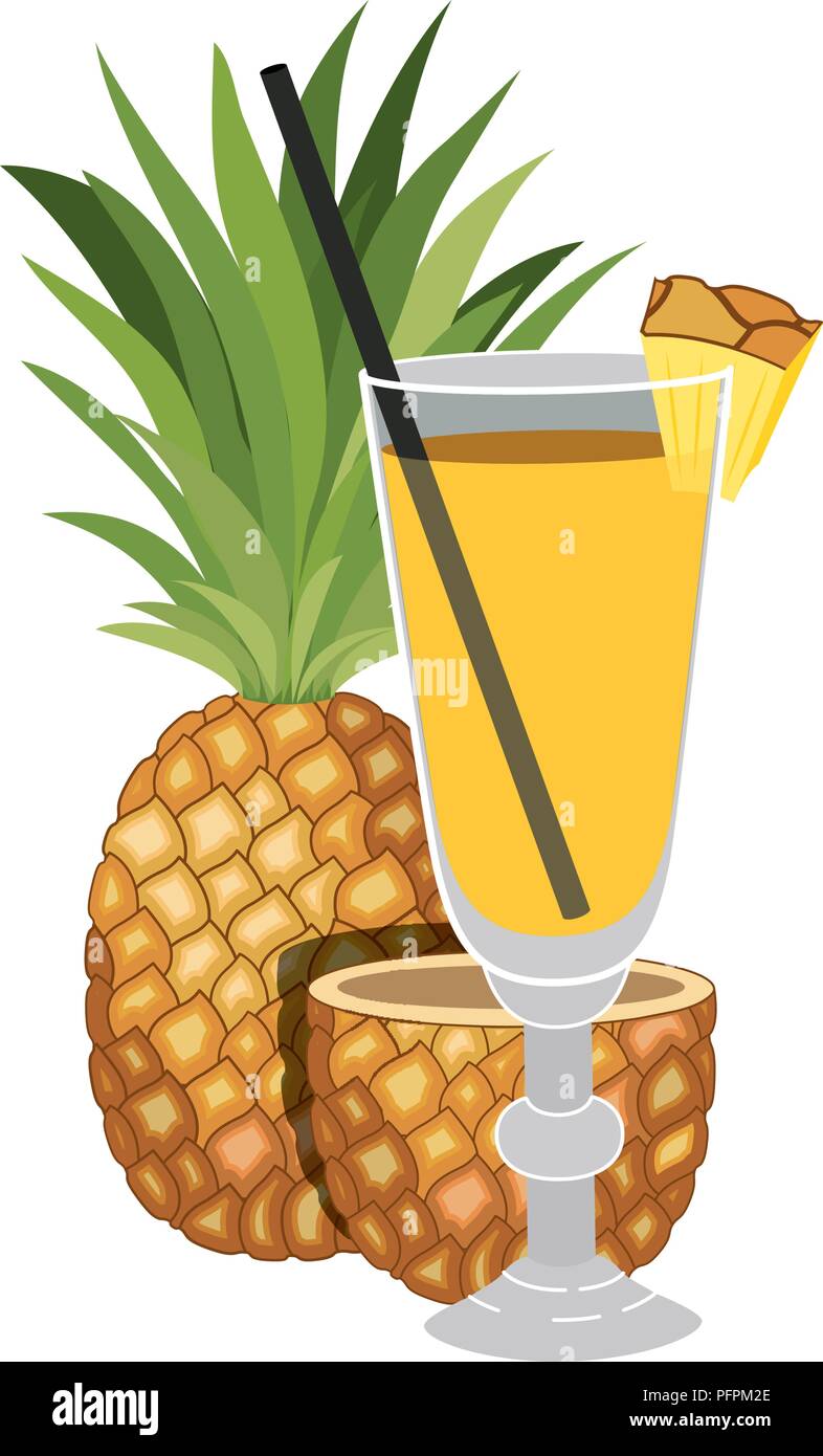 pineapple fresh fruit with cocktail glass Stock Vector Image & Art - Alamy