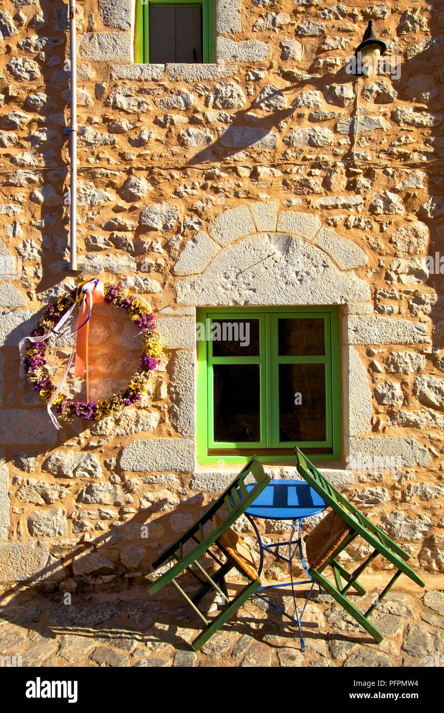 May Day Wreath, Areopoli, Mani Peninsula, The Peloponnese, Greece