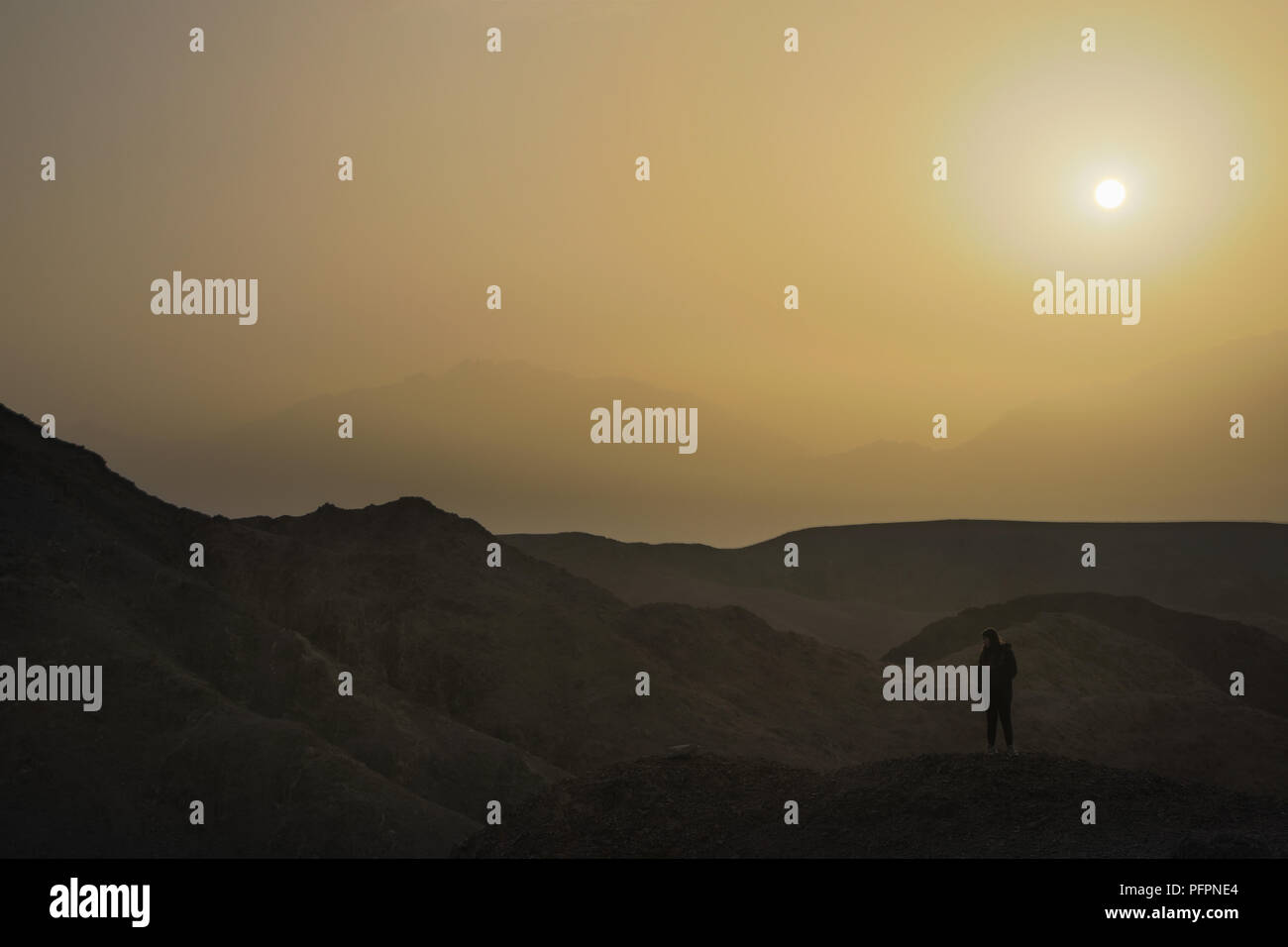 Desert Sunrise Landscape, Eilat, Israel Stock Photo