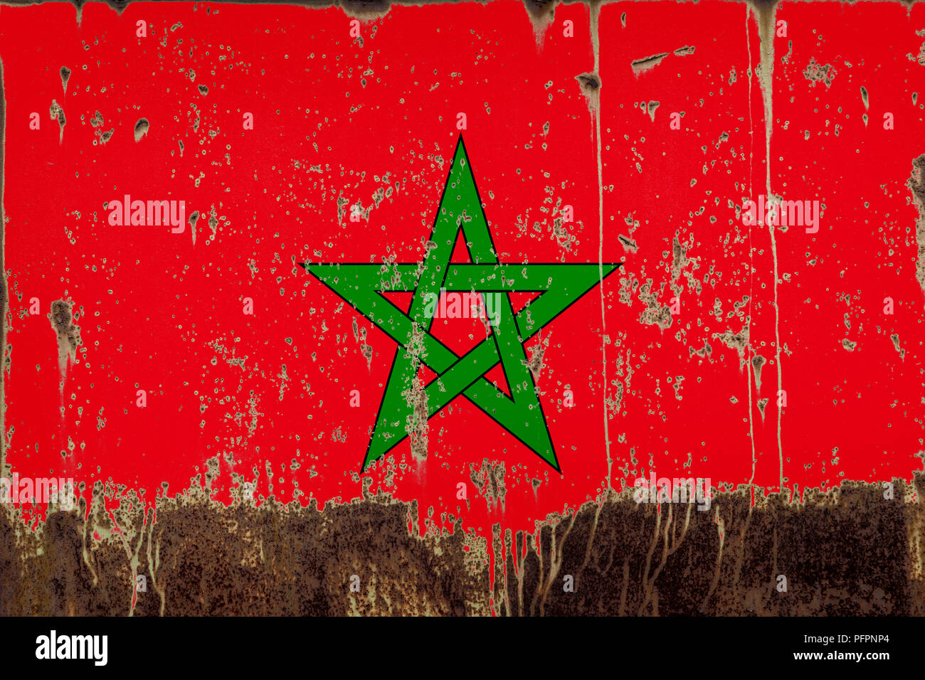 National flag of Morocco on rusty metal texture Stock Photo - Alamy