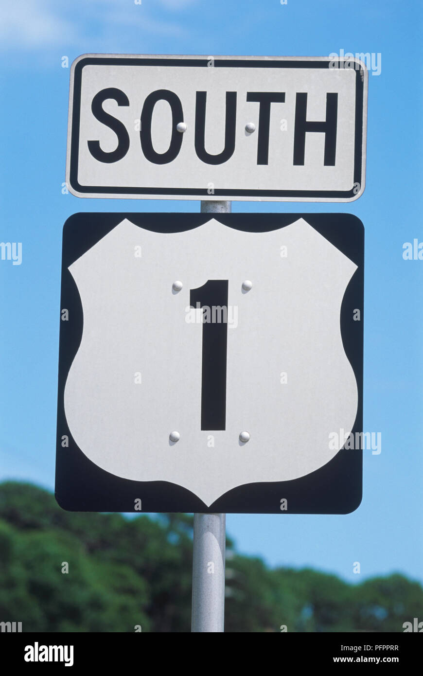 USA, Florida, Road sign for US Highway 1, south Stock Photo