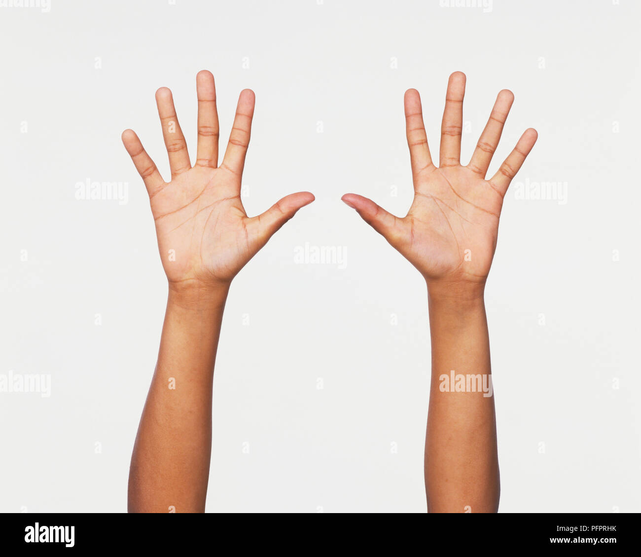Pair of hands, palms facing camera Stock Photo Alamy