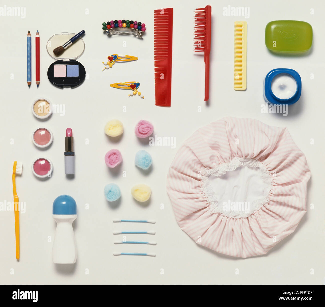 A selection of grooming items from the bathroom Stock Photo