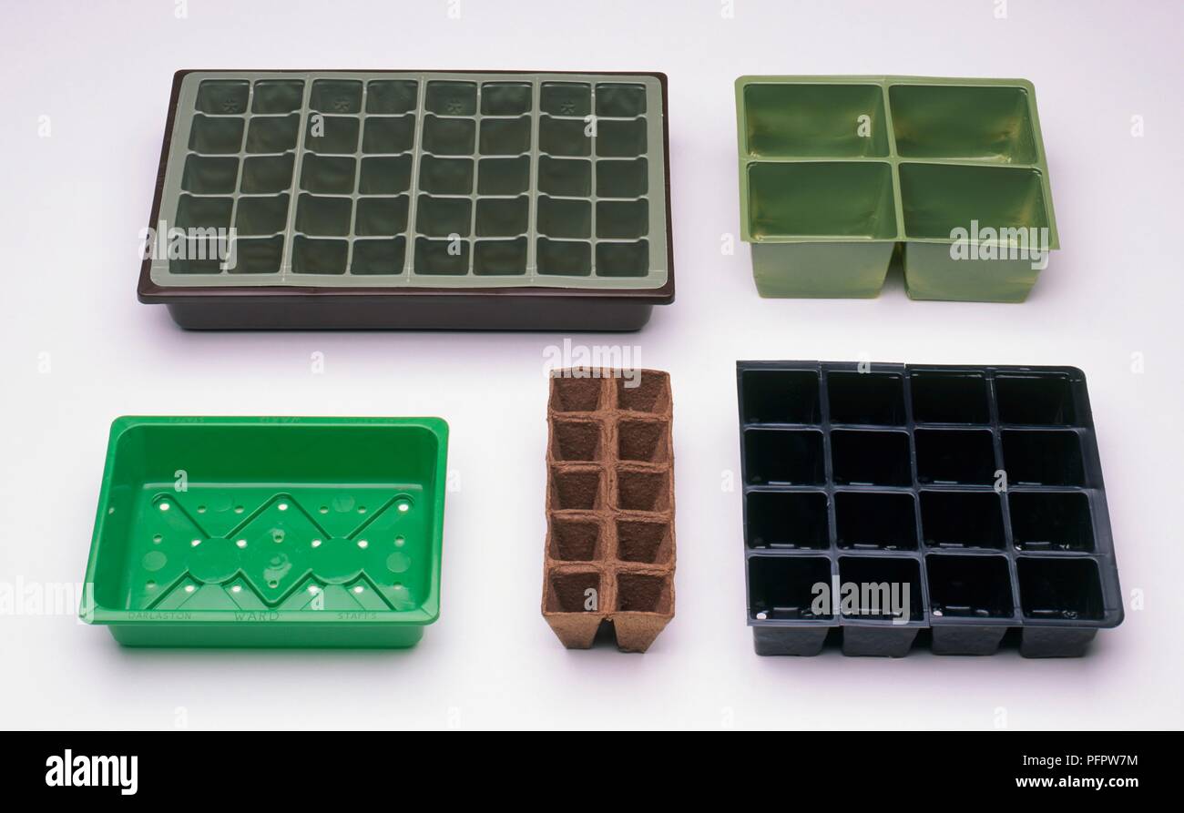 Five different examples of trays and modular systems Stock Photo Alamy