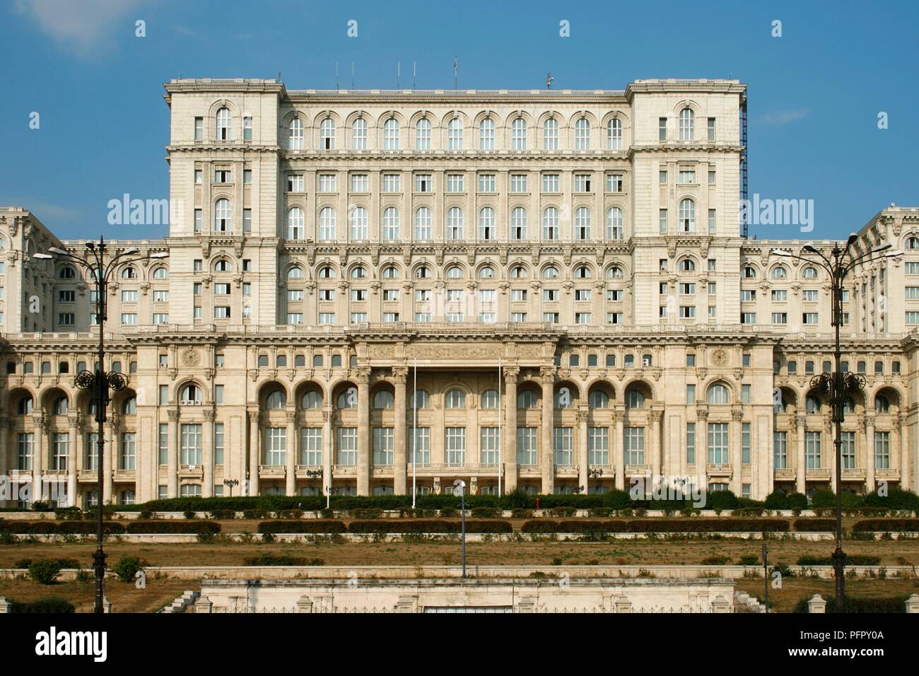 Romania, Bucharest, Palatul Parlamentului (Palace of the Parliament), facade Stock Photo
