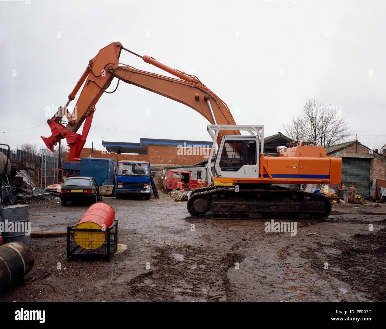 Demolition crane in yard Stock Photo