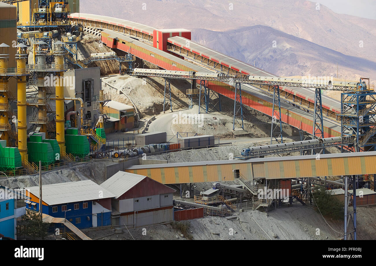 Chile, El Teniente copper mine, overground industrial constructions