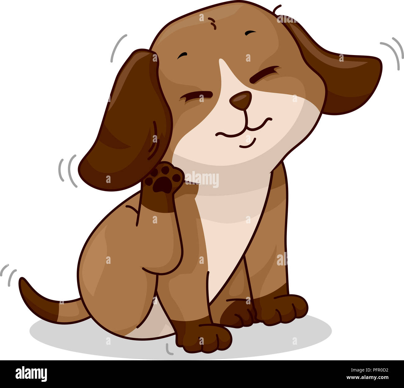 Illustration of a Dog Scratching His Itchy Ear Stock Photo Alamy