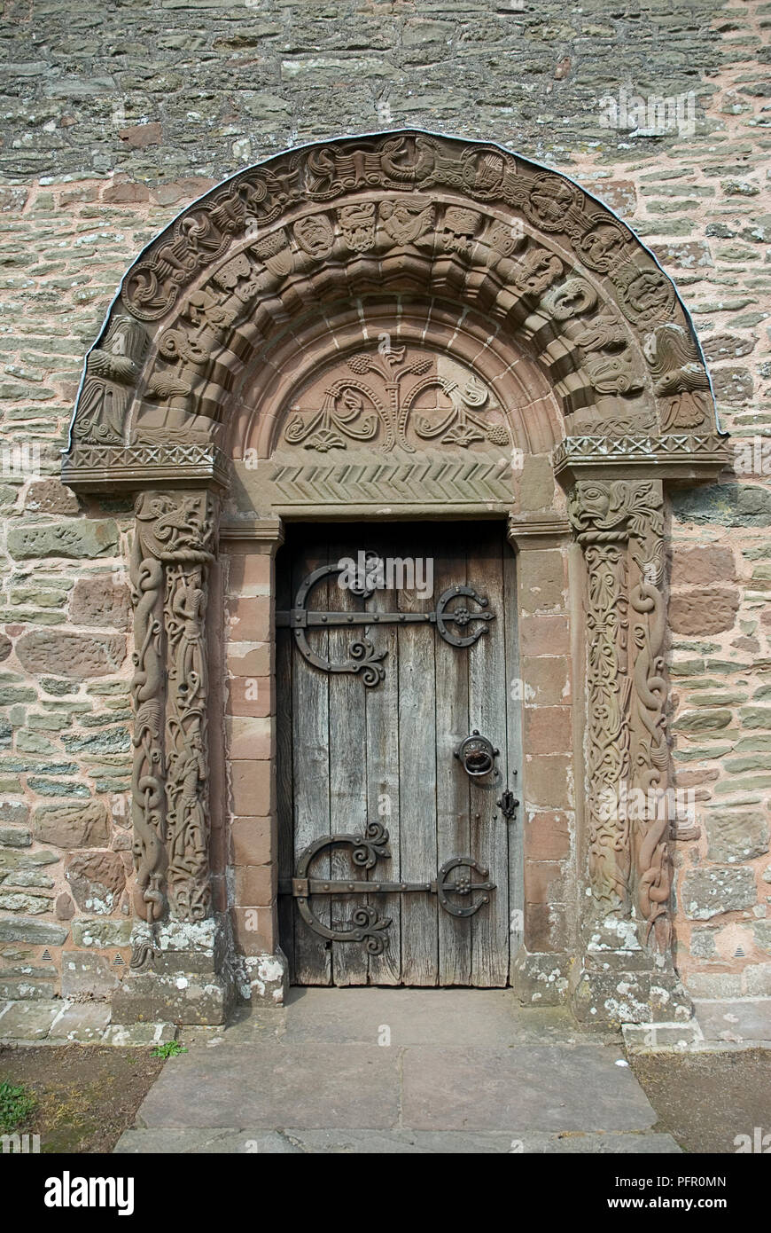 Great Britain, England, Herefordshire, Kilpeck, Church of St Mary and St David, doorway Stock Photo
