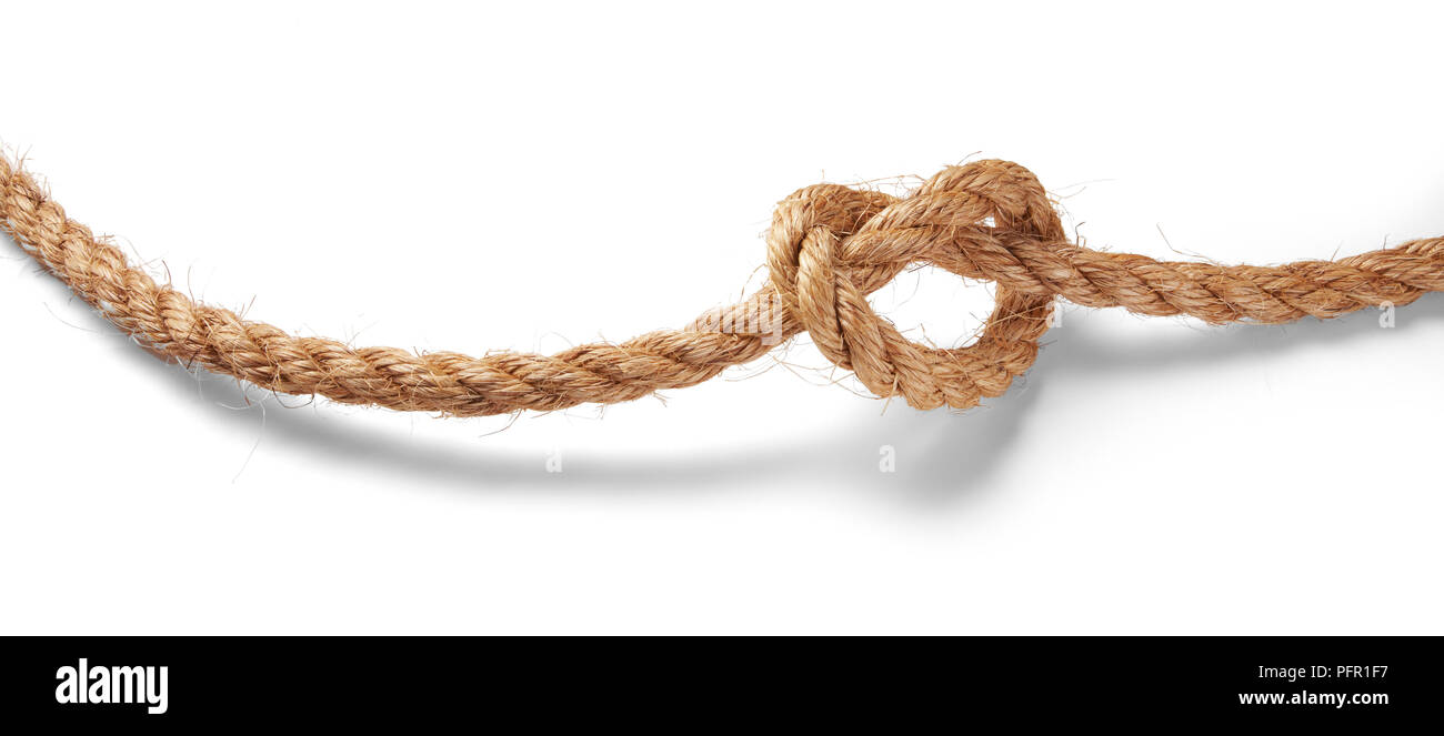 Stopper knot in rope, close-up Stock Photo