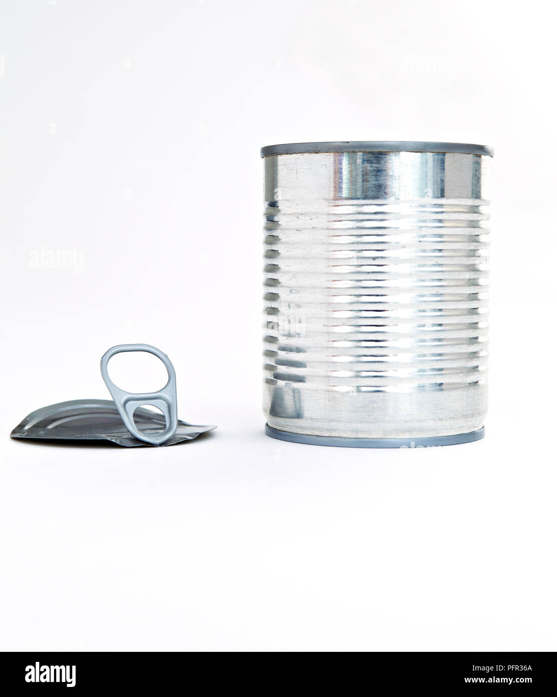 Aluminium can with lid its removed Stock Photo