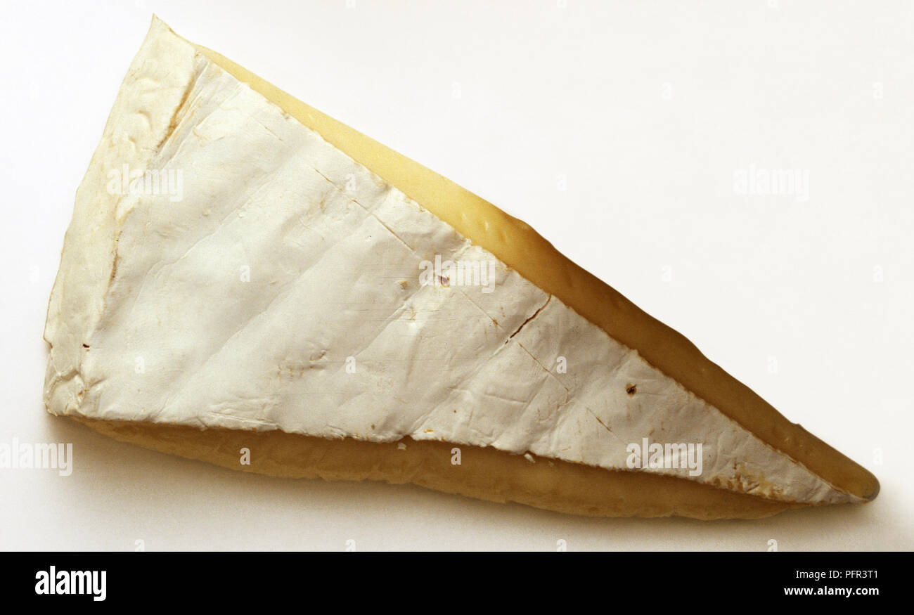 Slices of Brie cheese with rind on top Stock Photo Alamy