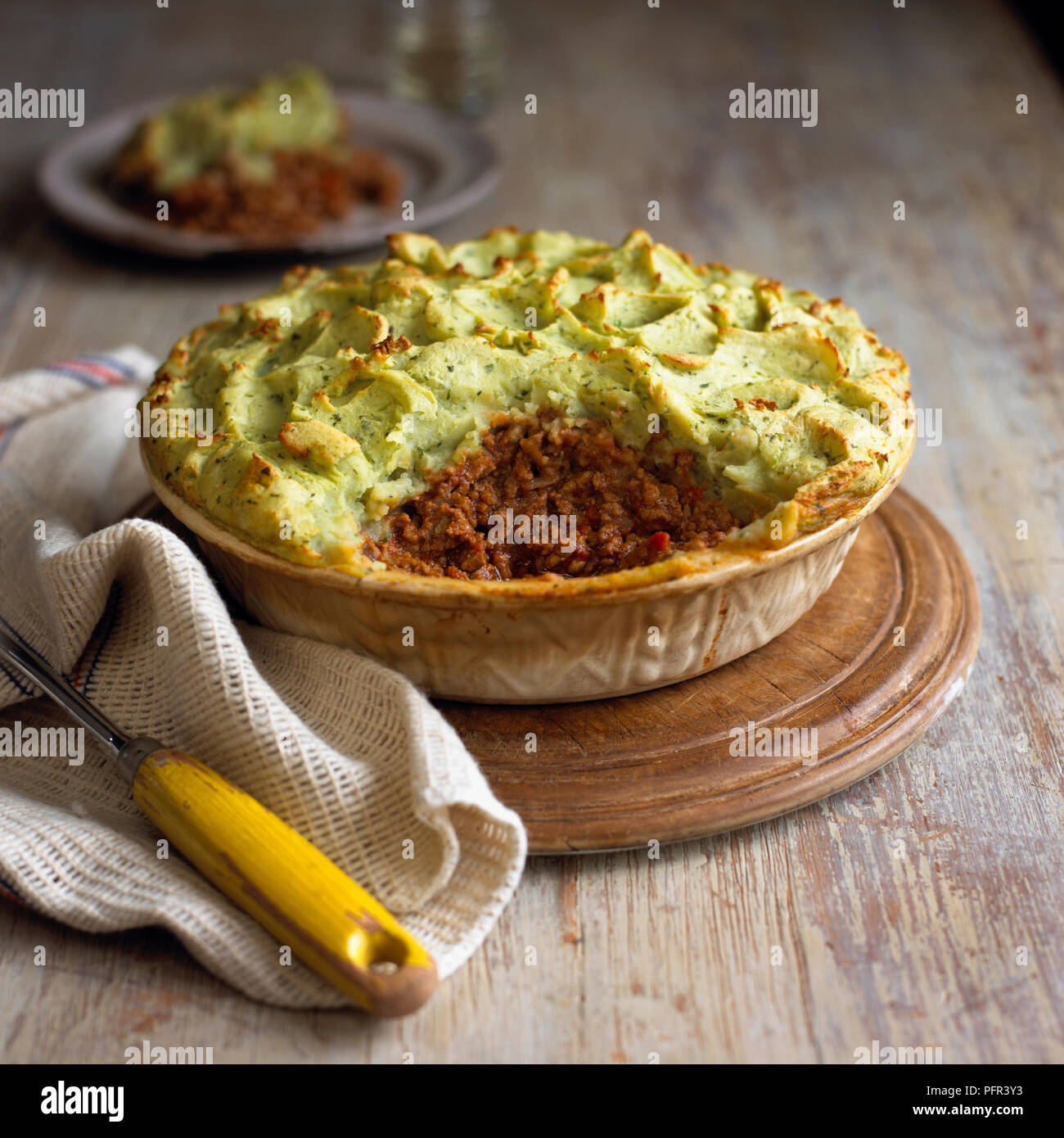French beef and herbed potato pie Stock Photo