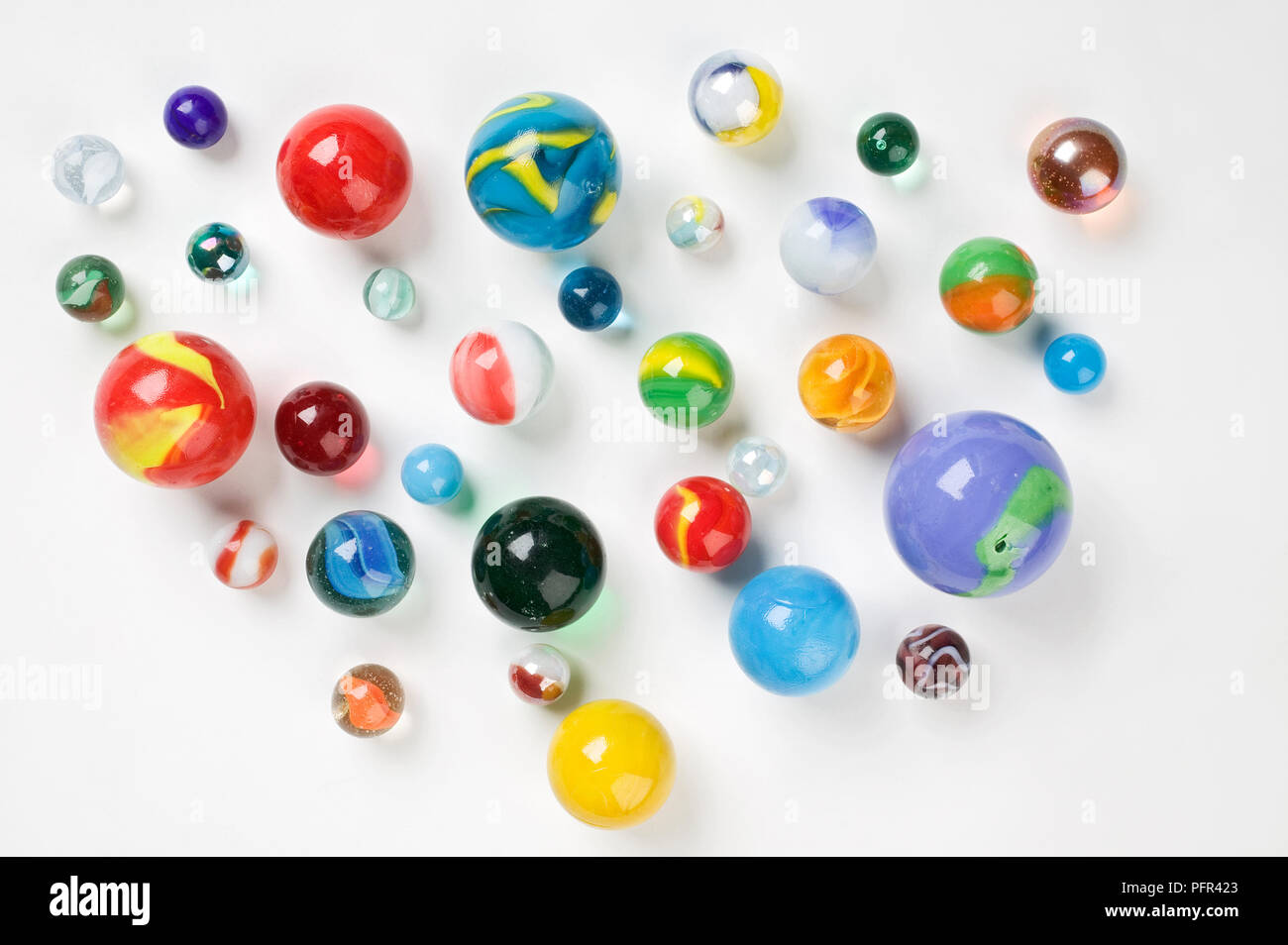Selection of colourful marbles Stock Photo