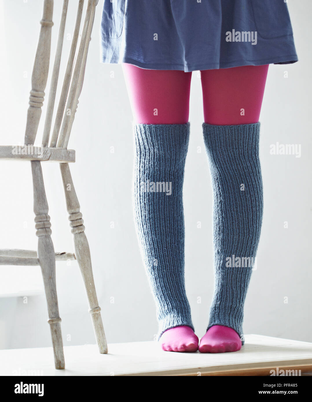Girl wearing leg warmers Stock Photo