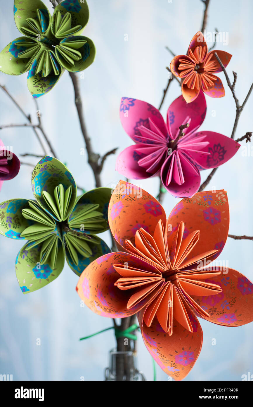 Paper flowers in vase Stock Photo Alamy