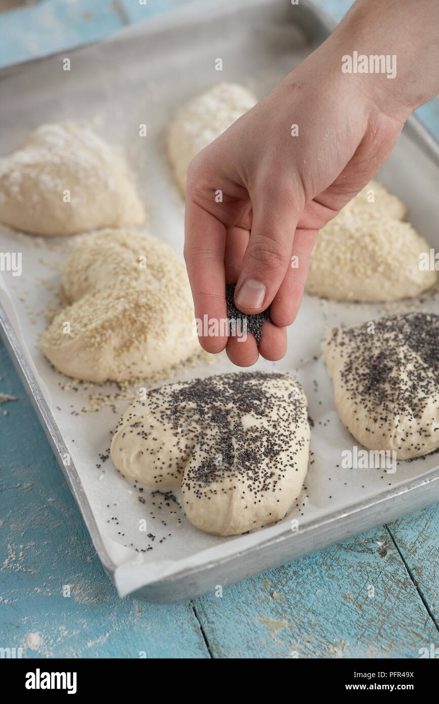 Heart shaped seeded rolls Stock Photo