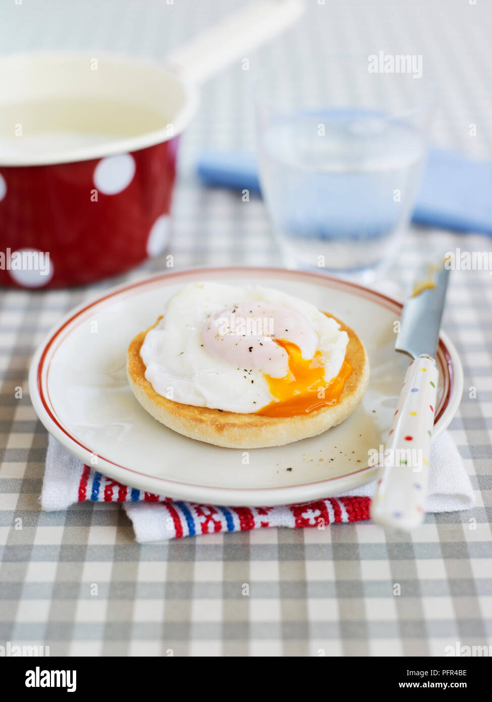 Poached egg on muffin Stock Photo