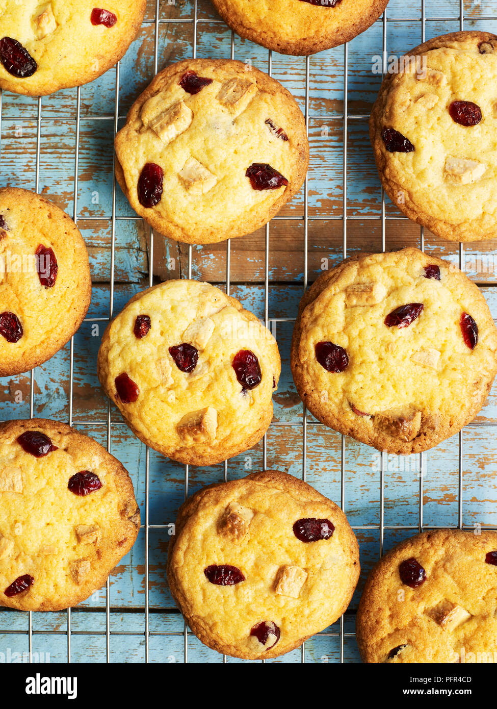 Cranberry and white chocolate cookies or biscuits Stock Photo