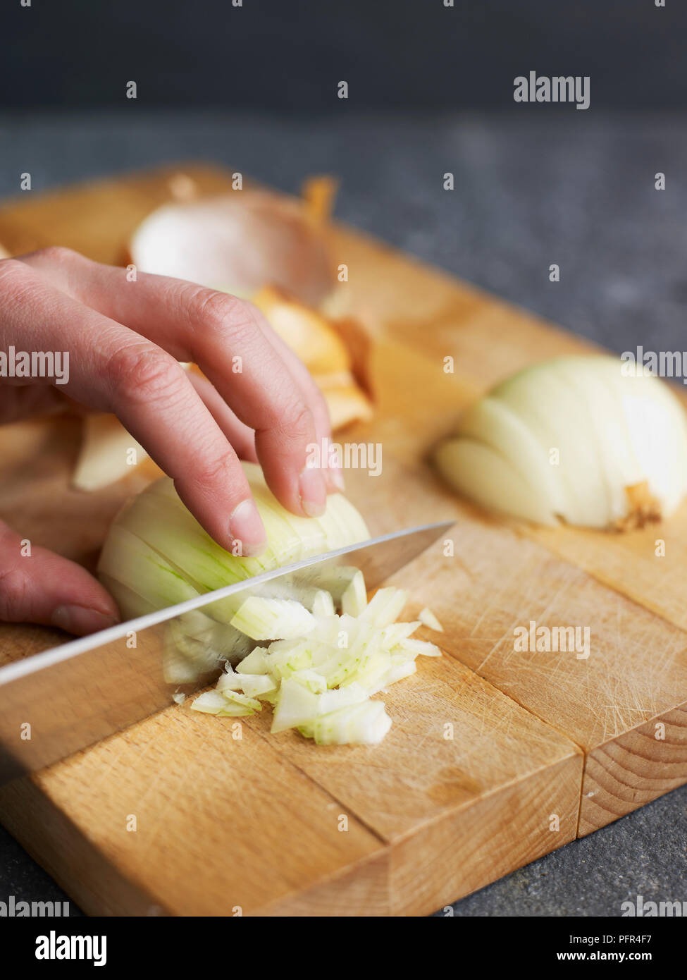 Chopping onions Stock Photo
