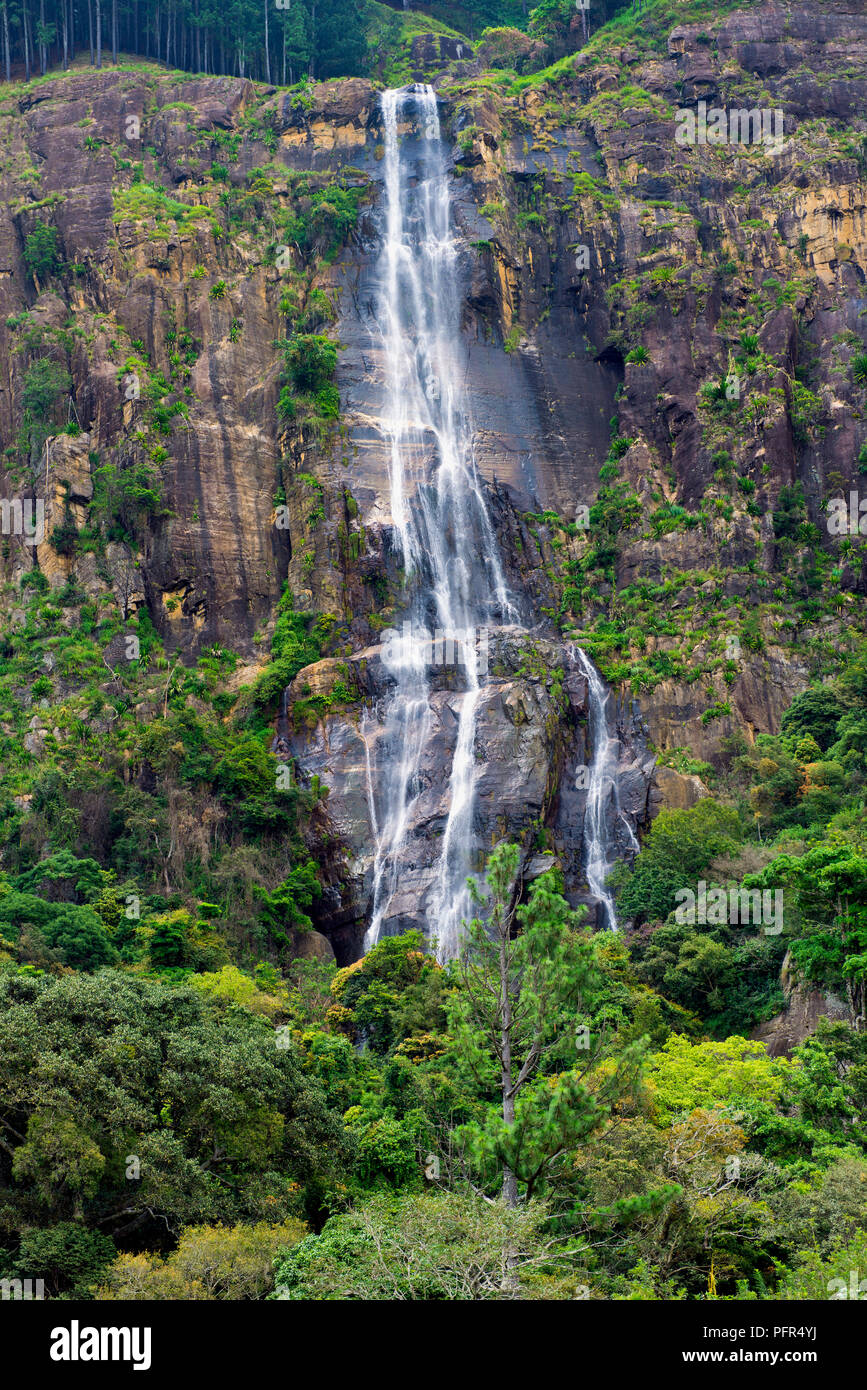 Sri Lanka, Sabaragamuwa Province, Belihul Oya, Bambarakanda Falls Stock Photo