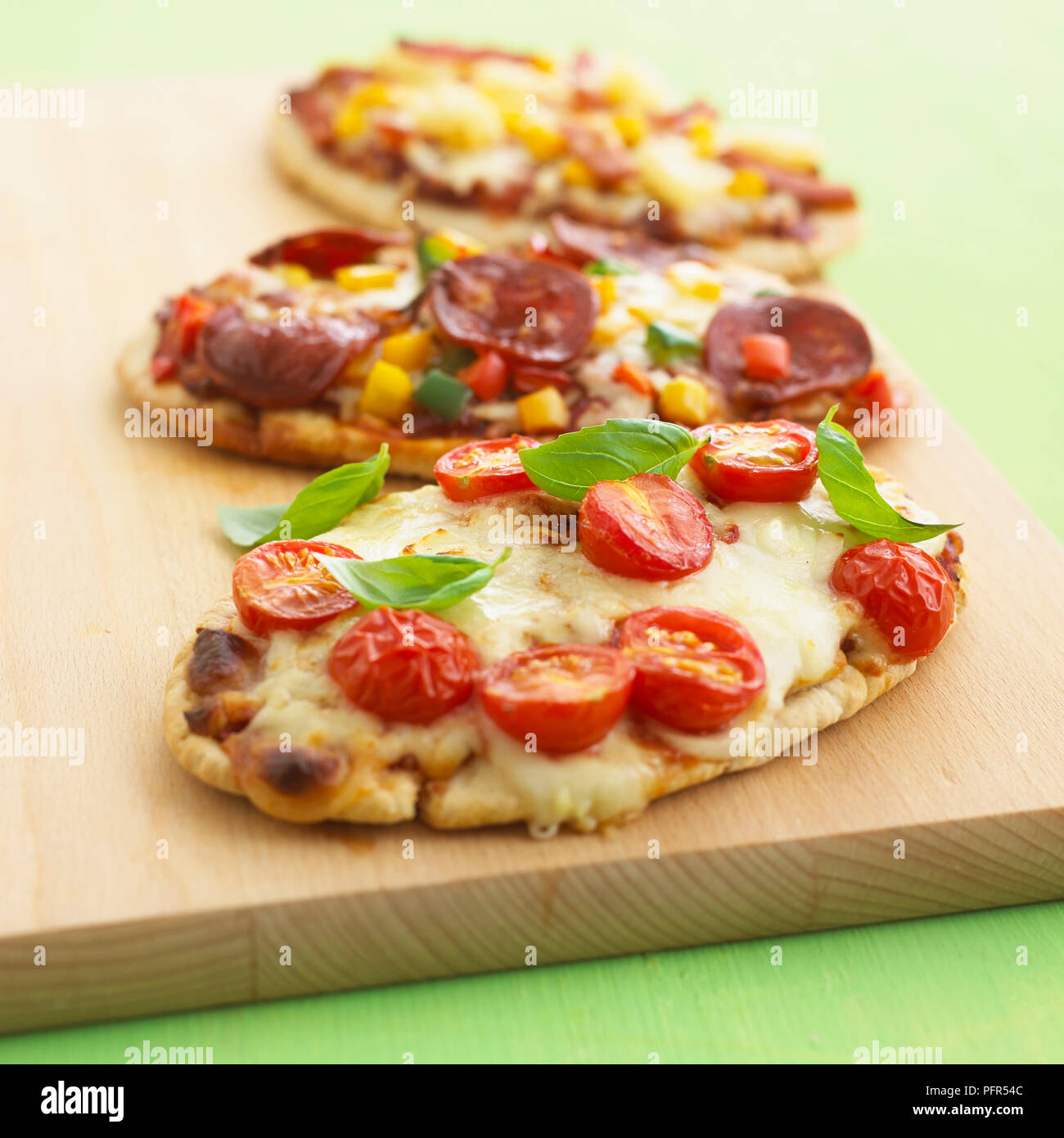 Pitta bread pizzas Stock Photo
