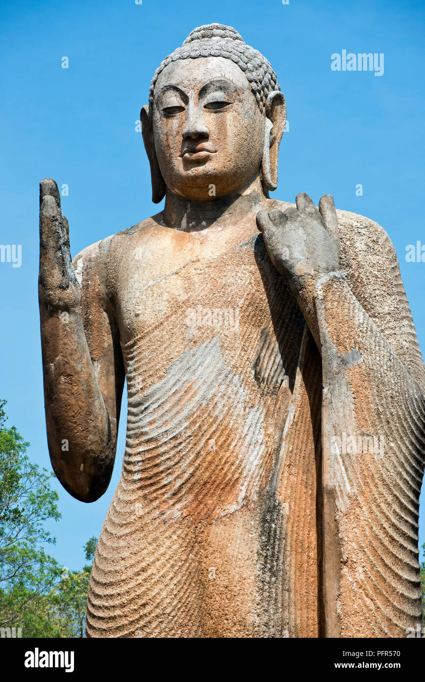 Sri Lanka, Uva Province, Maligawila, giant buddha statue Stock Photo
